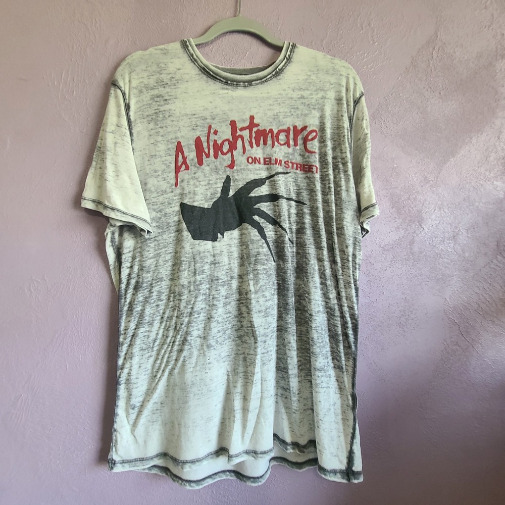 Lucky Brand A Nightmare on Elm Street T-Shirt Mens XL Gray Burnout Horror Freddy